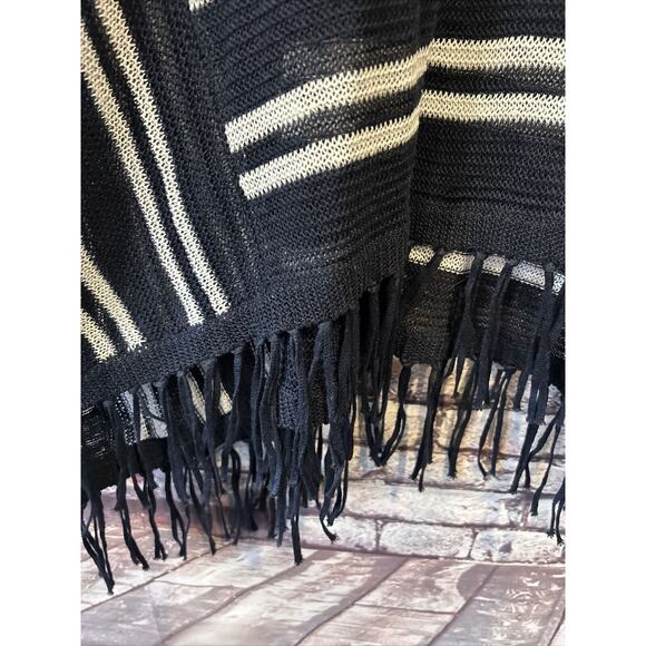 Zenergy by Chico’s Blue White open knit shawl linen women’s size s/m - Picture 3 of 6